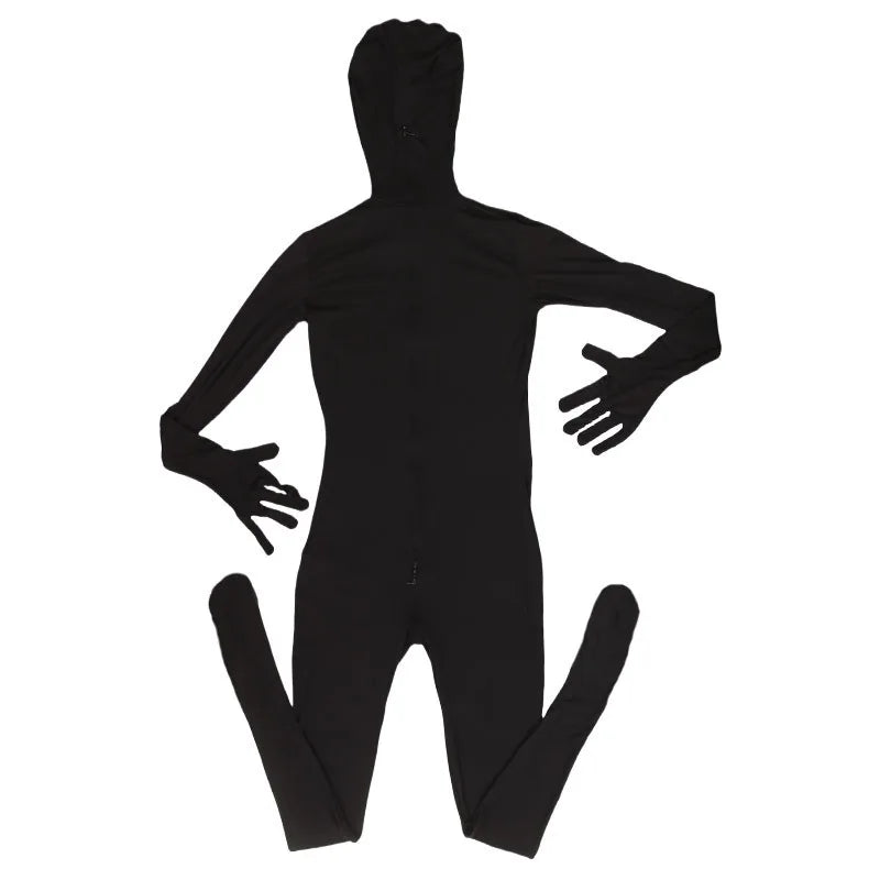 Sexy See Through Ice Silk Full Wrap One-piece Tight Jumpsuit High Elastic Home Corset Zipper Open Crotch Bodysuit