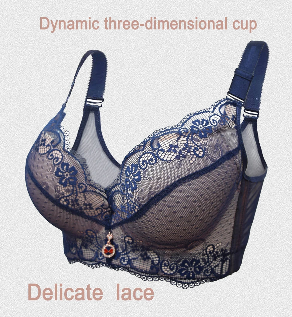 Push Up Padded Bras for Women Lace Plus Size Bra Add Two Cup Underwire Brassiere A B  Cup