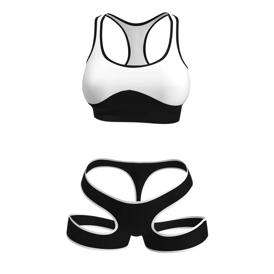 Sexy Sports Bra And High-Waist Bikini Set for Women in Various Seasons Nylon Material Boosts Butt Ideal for Hot Springs