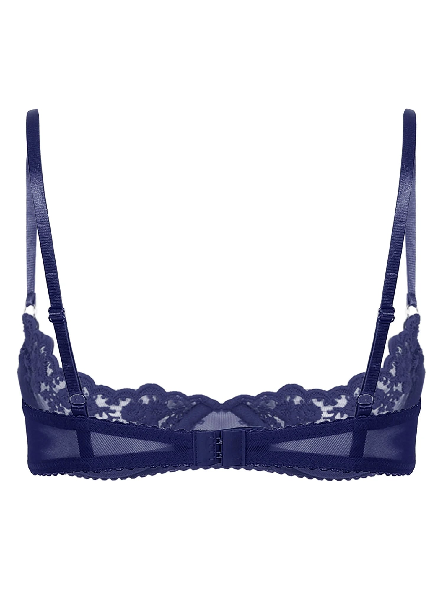 Sexy Womens Sheer Floral Lace Underwired Bra Underwear Unlined Brassiere Lingerie Bare Breast Exposed Open Nipples Bra Tops