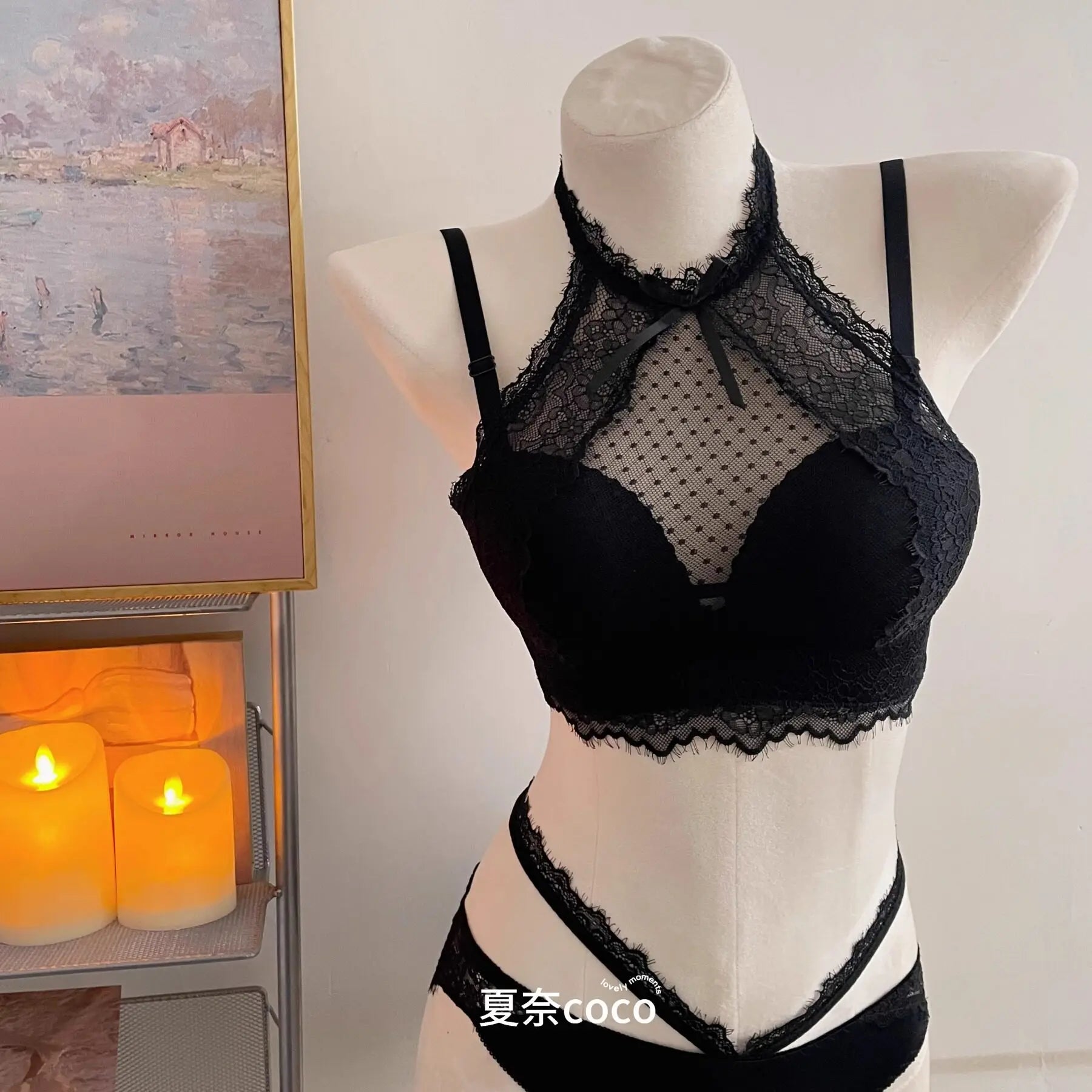 Lace Plunge Bra Push Up Bralette See Through Mesh Lingerie Double Layer Deep V Top Flattering Fit for Petite Bust Everyday Wear