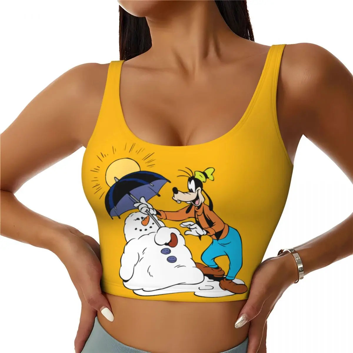 Custom Goofy Cartoons High Impact Sports Bras for Women Mangas Seamless Workout Running Crop Tank Tops