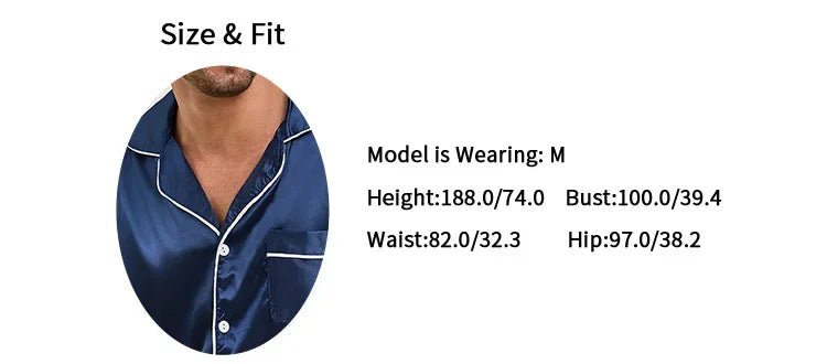 Summer Men's Pajama Sets Short-Sleeve Top with Shorts 2 Piece Set Pajama Pj Sets Comfortable Fit Sleepwear Loungewear Soft Pjs