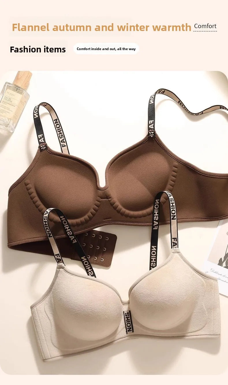 Ultra Push Up Bra 6CM Padding for Women Seamless Wireless Bra Full Coverage Gathers Side Fat Lifts Thermal Fleece Lined Bra
