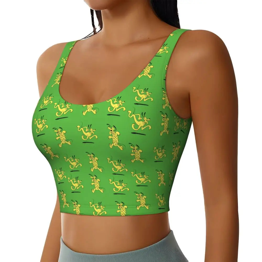Custom Pluto Anime Manga High Impact Sports Bras for Women Classic Seamless Workout Yoga Crop Tank Tops