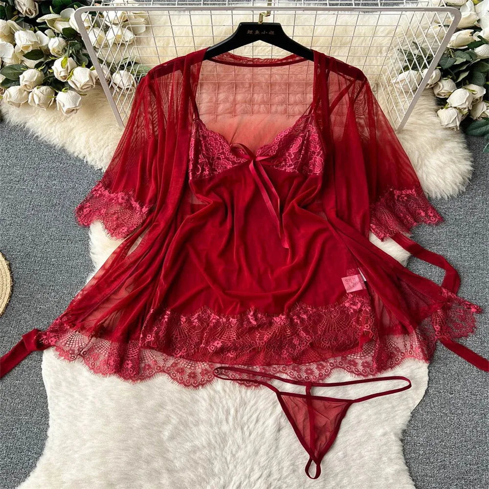Backless Hotsweet Bow Lingerie For Women See Through Mesh Sexy Bunny Costume Lingerie Bodysuit 4 Piece Jumpsuit Spot Lace Cospla