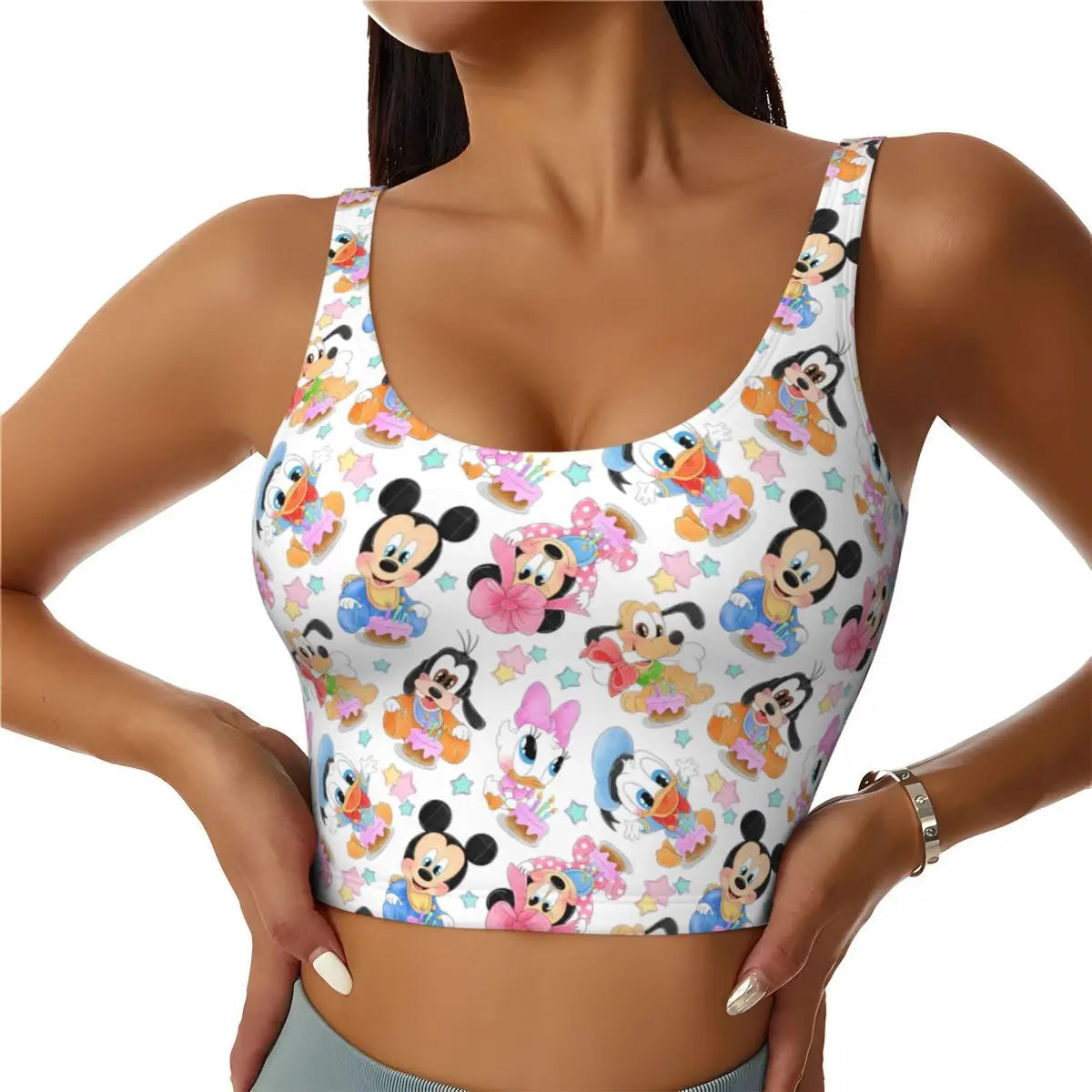 Custom Goofy Cartoons High Impact Sports Bras for Women Mangas Seamless Workout Running Crop Tank Tops