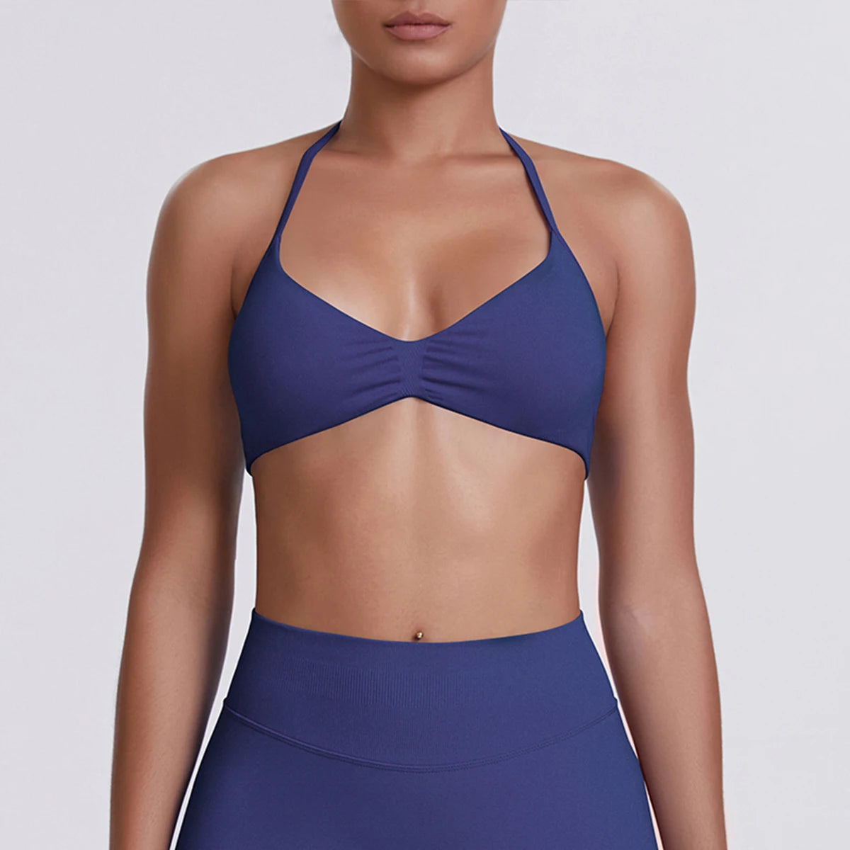 Sport Bra Strappy Bra Top Women High Support Thin Strap Halter Sport Seamless Bras Scrunch Workout Yoga Tank