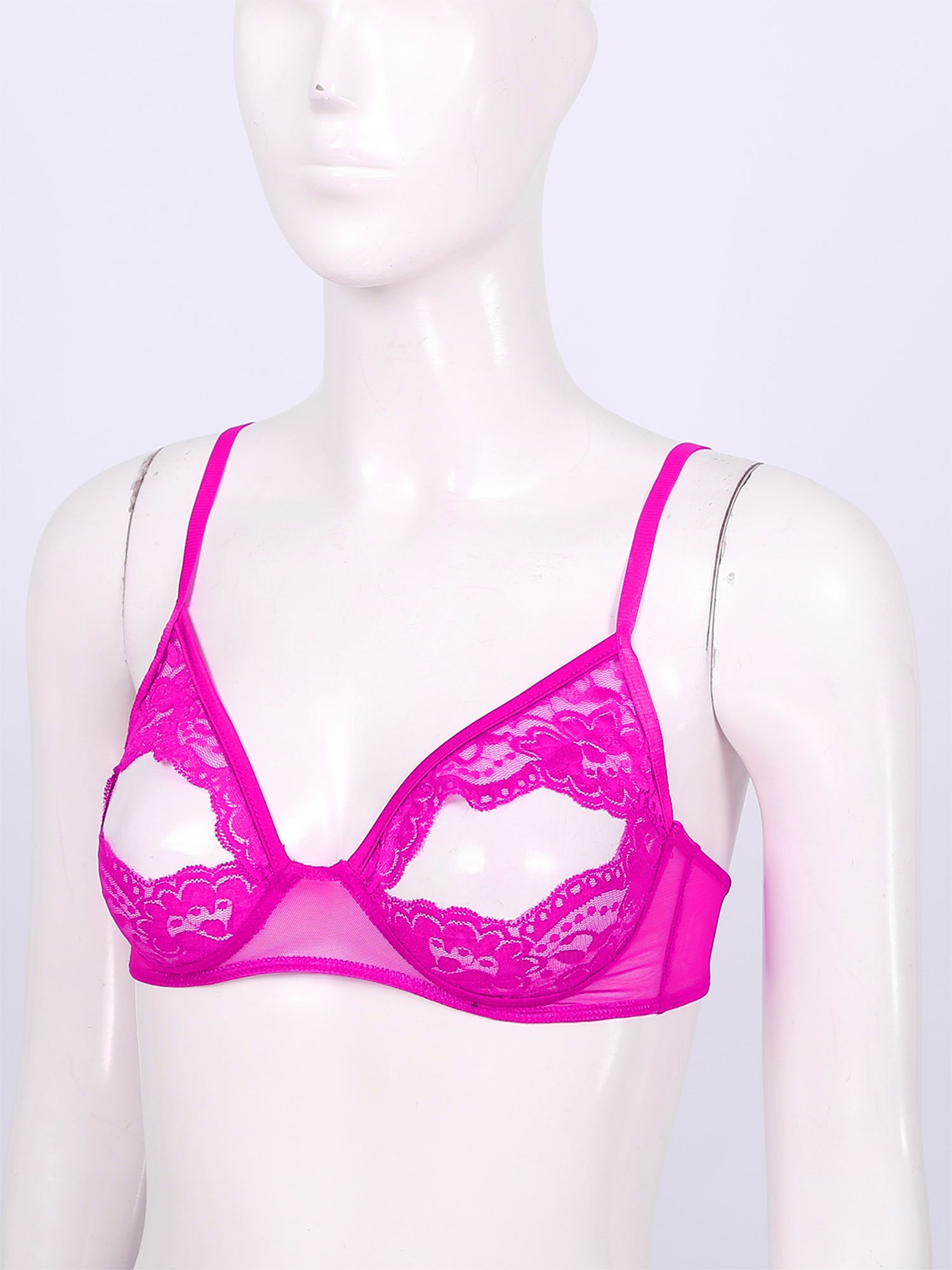 Women Nipple Exposed Bra Sexy Open Cup Lace Lingerie Exotic Brassiere Nightclub See-through Bralette Wire-free Unlined Bra Top