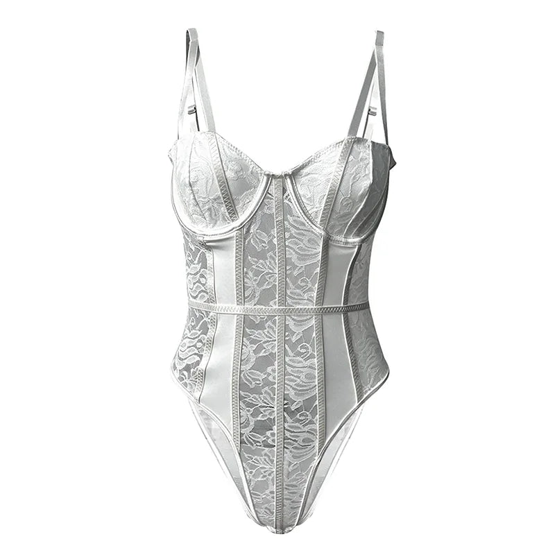 Bodysuit Light Compression Bodysuit Slimming Ladies Sexy Lace Corset Thin Sexy Jumpsuit Woman Bustier