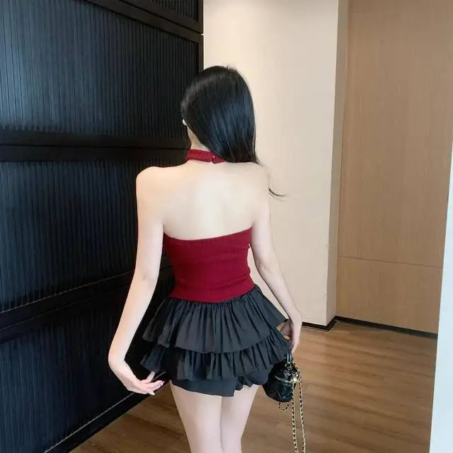Sexy 2 Pieces Skirt Sets For Women Top And Bottom Clothing New Summer Clothes 2025 Luxury Designer Pleated Skirt Woman Outfit