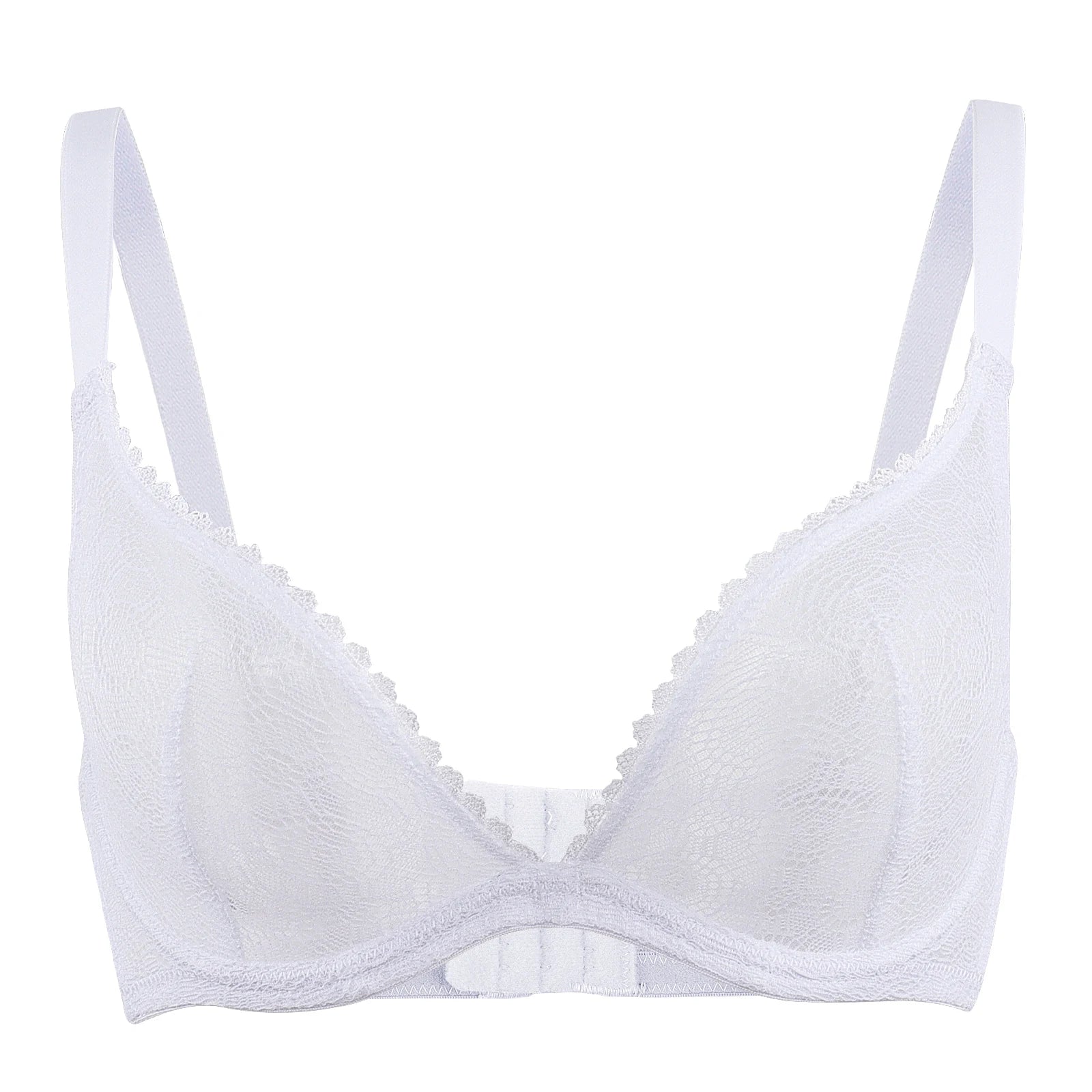 New Pure White Lace Bras For Women Plunge See Through Transparent 1/2 Cups Bra Underwire Push Up Ultra Thin Bra Sexy Bras
