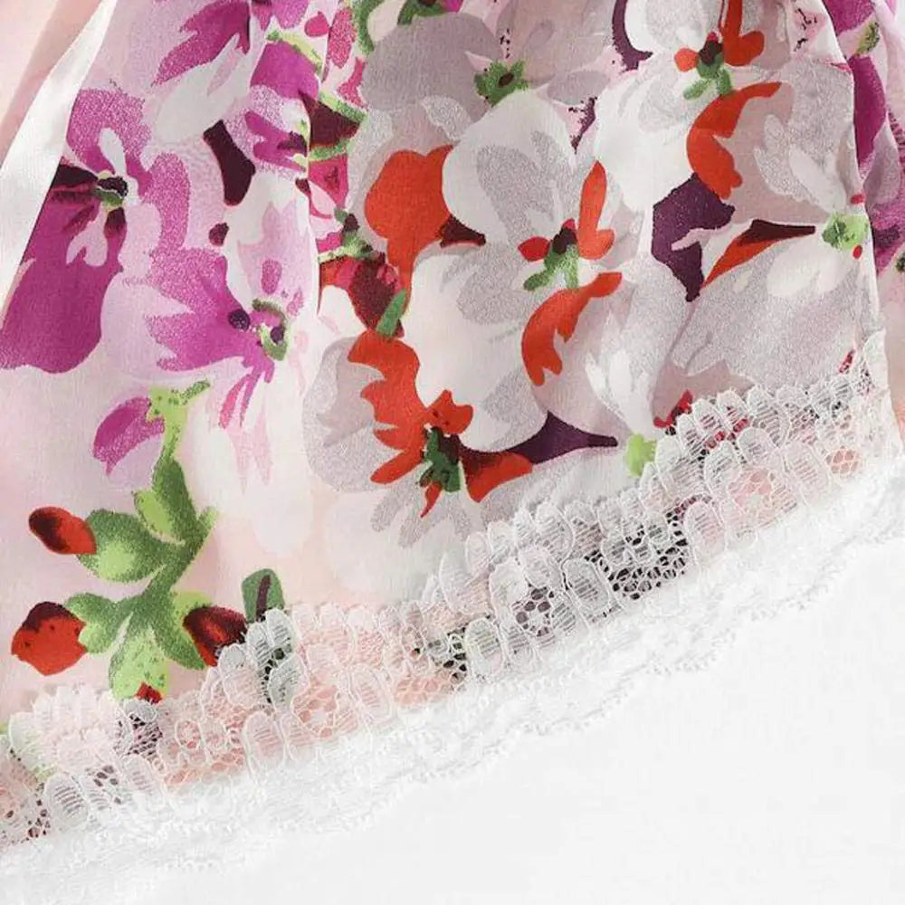 2 PCS Sexy Lace Lingerie Set for Women Floral Print Cami and Lace Strap Sleepwear Sexy Nightwear for Comfort and Seduction