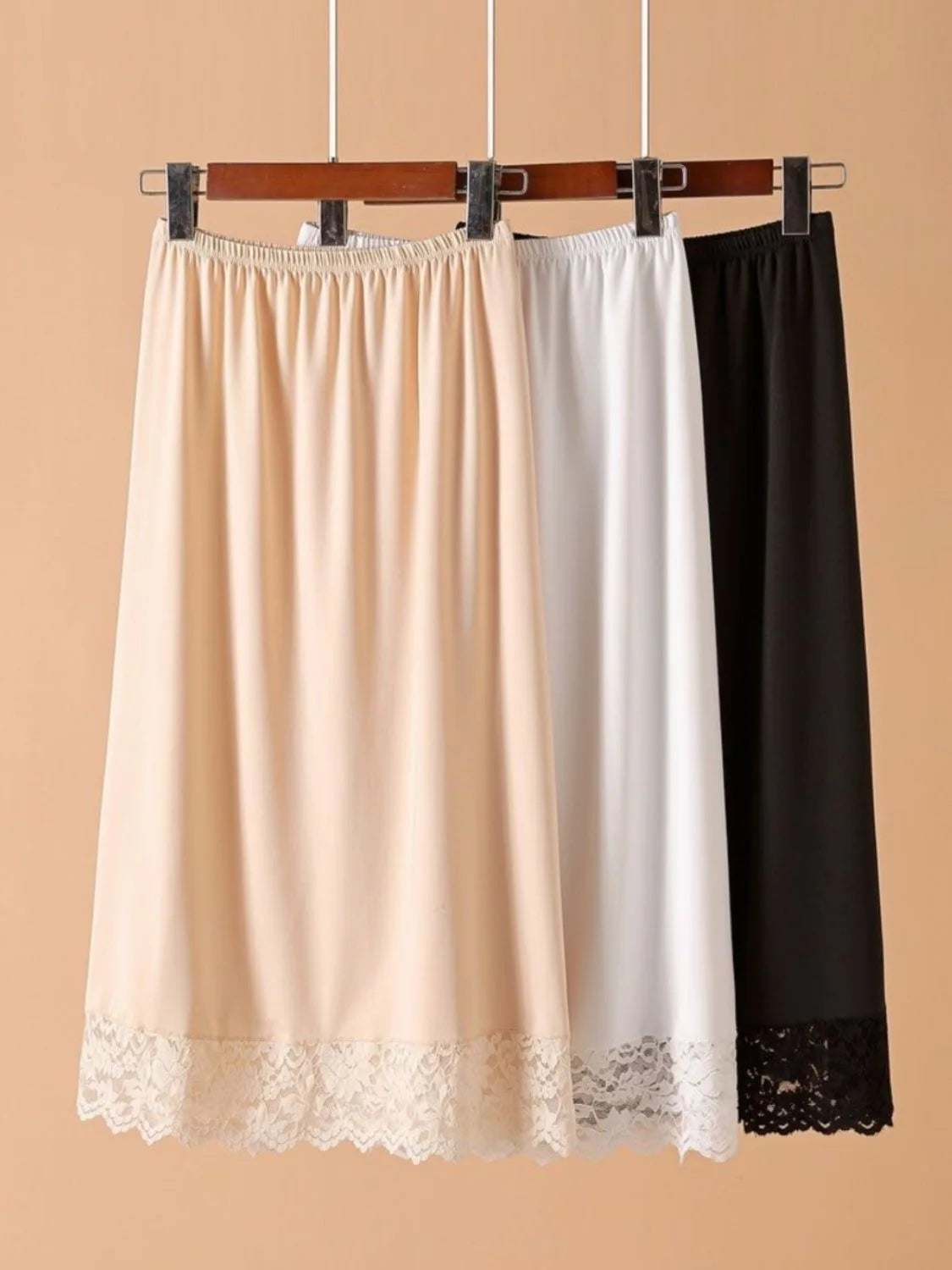 Womens Girls Modal Half Slips Underskirt Basic Soft Lace Trim Petticoat Underdress Intimates Safety Skirt Underwear