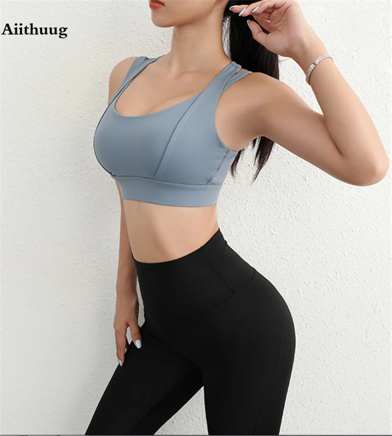 Aiithuug Sports Bras for Yoga Gym Workout Crop Top Fitness Tops Bounce Control Jogging Bras Push Up Running Top Active Wear