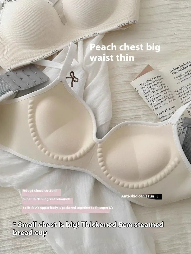 Wireless Push Up Bra for Small Chest - Seamless Anti-Sagging Invisible Bralette, Enhance Lift Comfort No Trace (Letter Design)