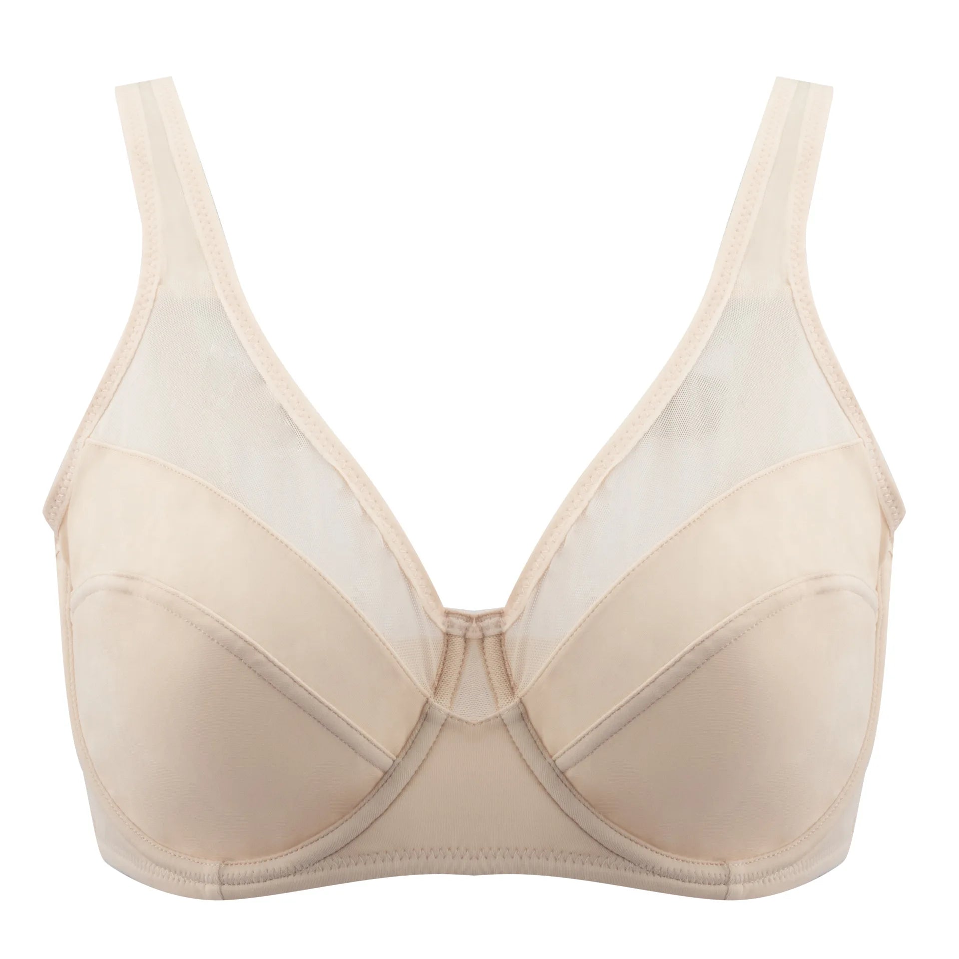 Large Size Women's Full Coverage Minimizer Lace Bra Underwire Non-Padded Soft Everyday Transparent Thin Minimizer Bras CDEFG