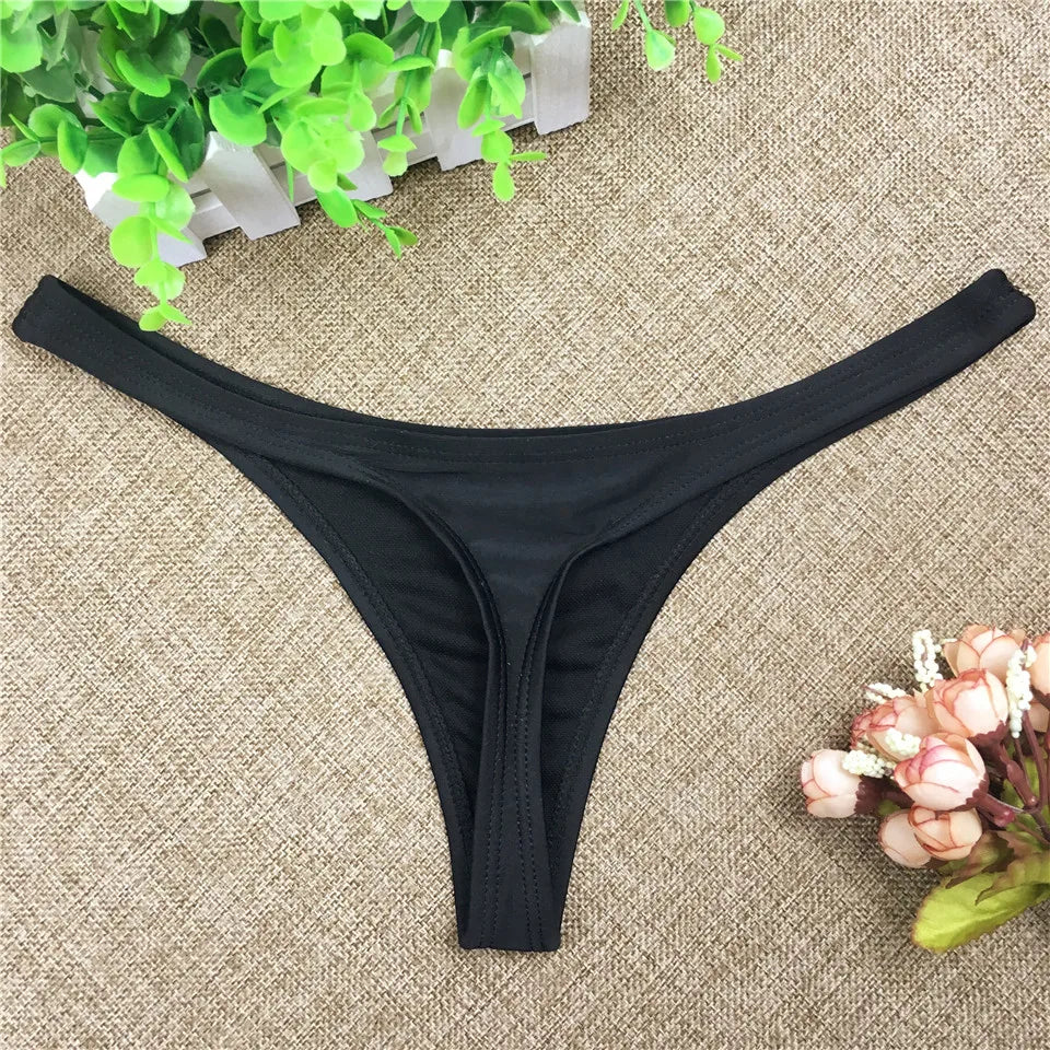 Woman Bikini Thong Bottoms Brazilian T-Back Swimwear Swim Shorts Beach Pants Swimsuit Classic Hipster Briefs Thong Underwear