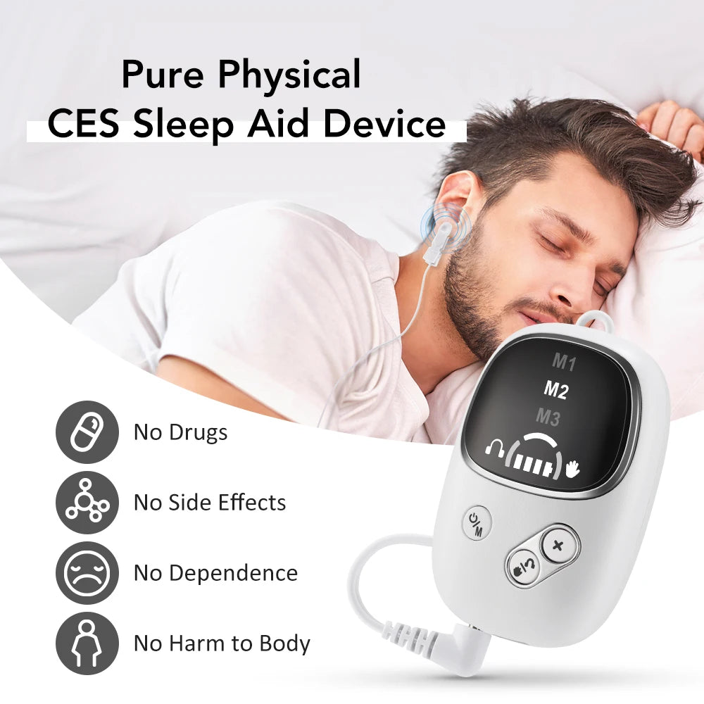 Smart CES Sleep Aid Ear Clip Relaxation Device USB Rechargeable Sleep Helper for Adults Improve Sleep Comfort