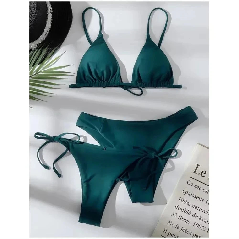 3 Pack Two Bottoms Push Up Bikini Sets Swimsuit For Women Sexy Low And Mid Waist Three Pieces Swimwear Bathing Suit