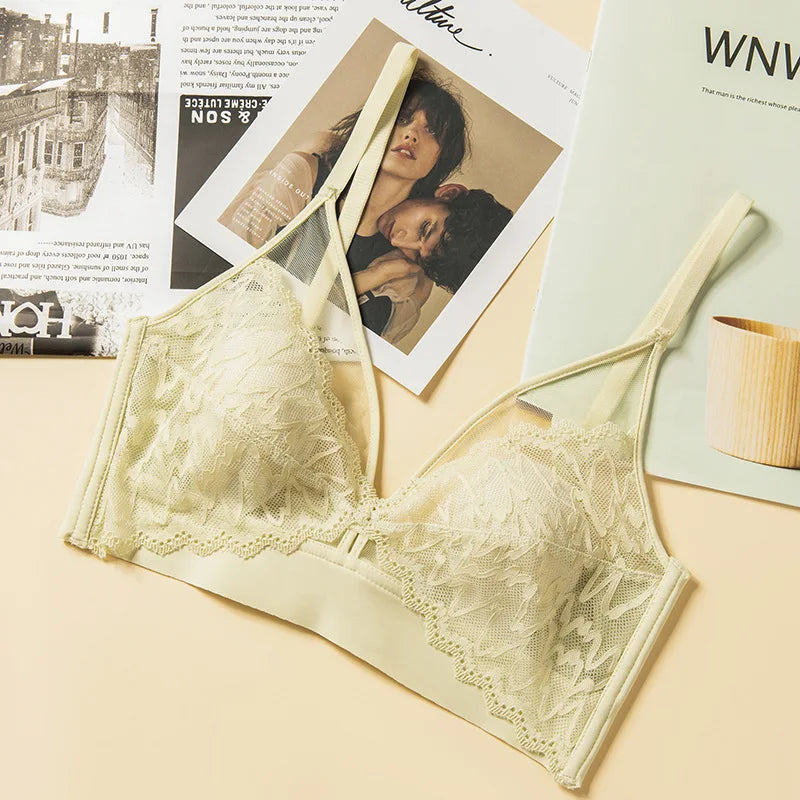 Lace Bras for Women Push Up Bra Non-wire Bralettes Solid Color Patchwork Lace Brassiere Fixed Cup Padded Underwear Sexy Lingerie