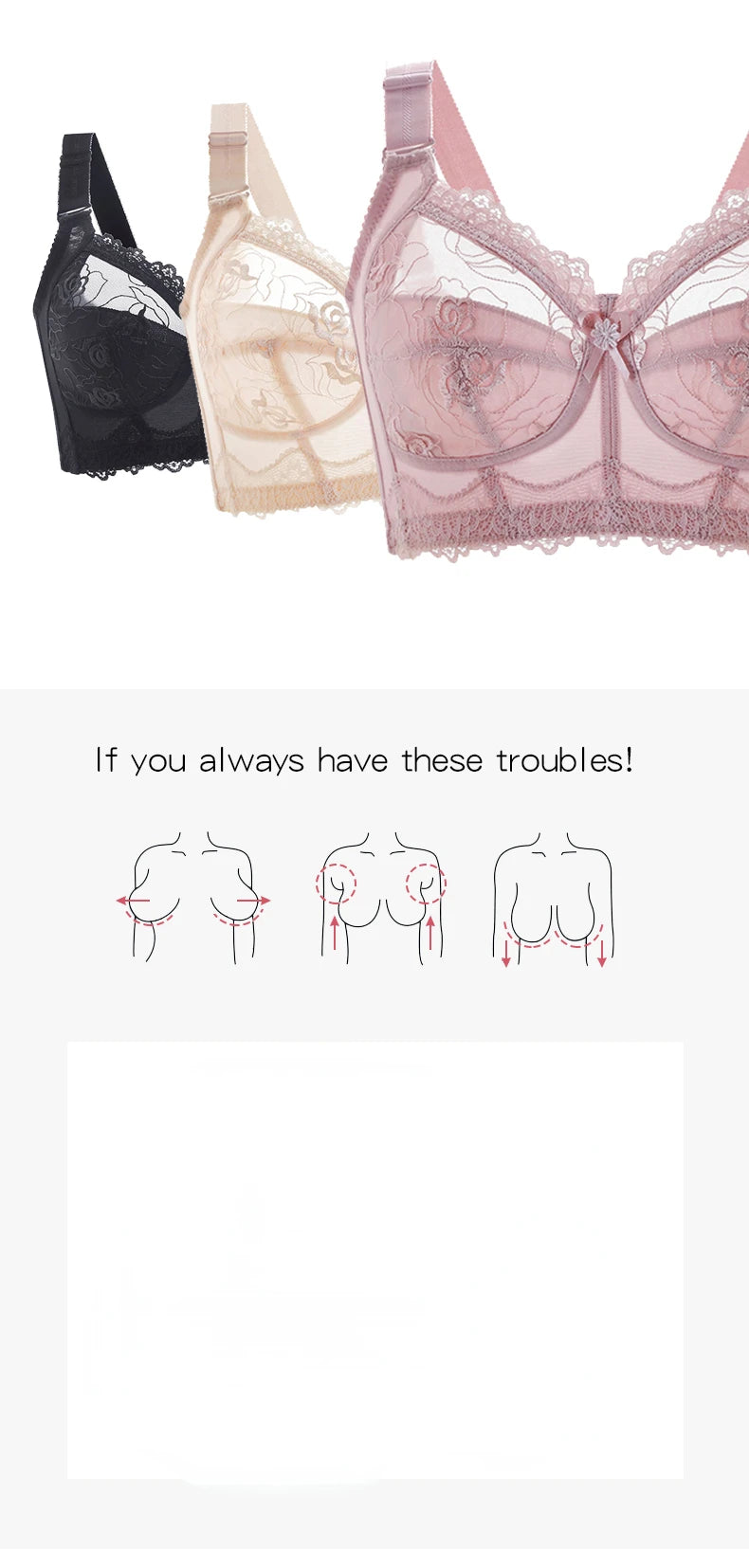 Embroidery Lace Wireless Bras for Women Sexy Lingeire Minimizer Ultra Thin Romantic Ladies Underwear B C D E Cup Soutien Gorge