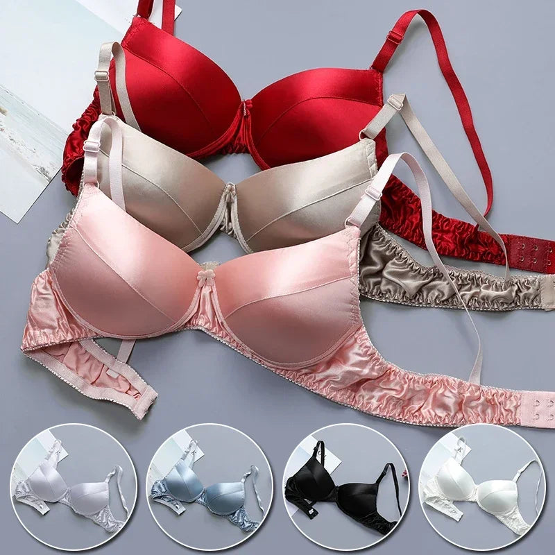 Comfortable Double Sided Silk Bra Without Steel Rims for Women B Cup Thin Oversized Wireless Bra  Soft Comfort Lingerie