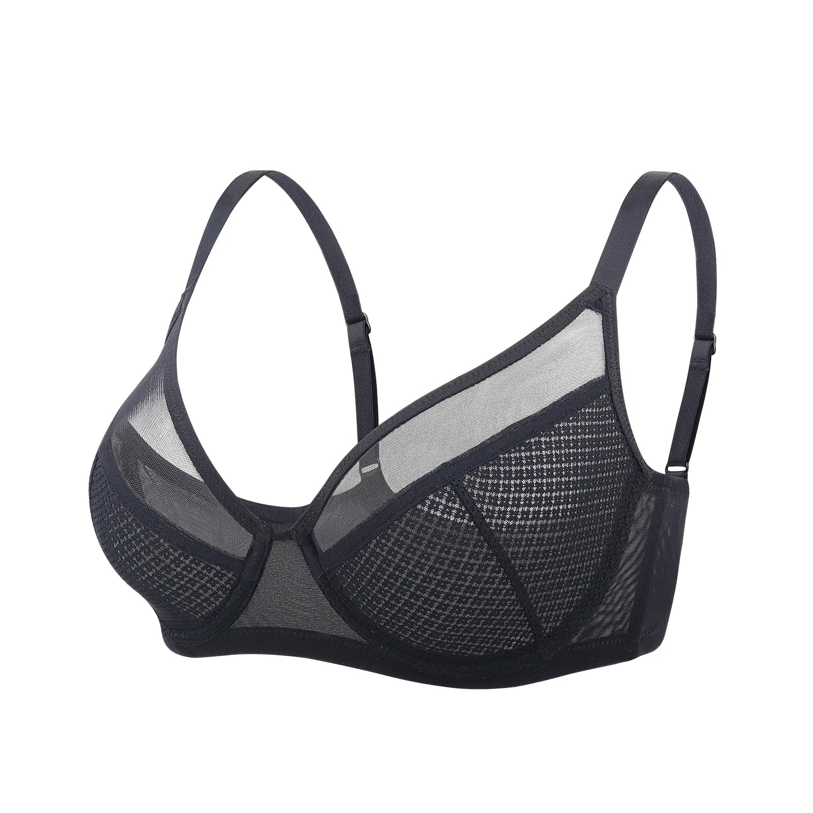New Lace Bras Pure Seamless Unpadded Thin Mesh Transparent See Through Sexy Bras For Women Big Size Underwire