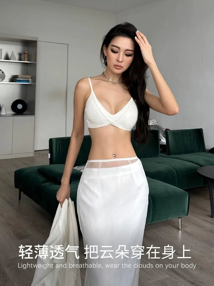 Lace Lingerie for Women's Summer, Thin, Large-bust, Slimming, Lace-curving, Triangular Cup, Beautiful Back, Seamless Bra