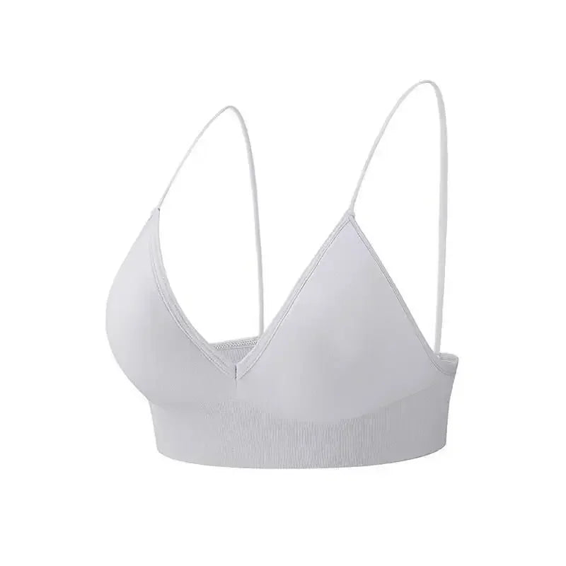 V Neck Seamless Triangle Cup Bra Camisole Underwear Wrapped Chest Women S M L Breathable Gather Up Sports Fitness Yoga Casual