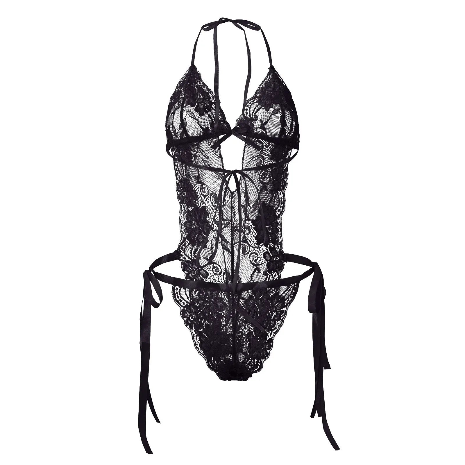 Sexy Bodysuits Women Lace Lingerie For Sexy Backless Solid Color One-Piece Bodysuit Strappy Halter Erotic Costume Teddies
