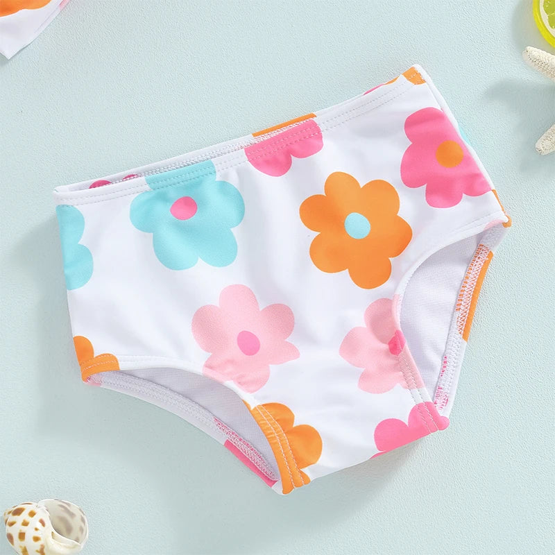 Citgeett Summer Kids Girls Bikini Outfits Set Flower Plaid Print Sleeveless Bow Bikini Tops Shorts Swimsuit Clothes