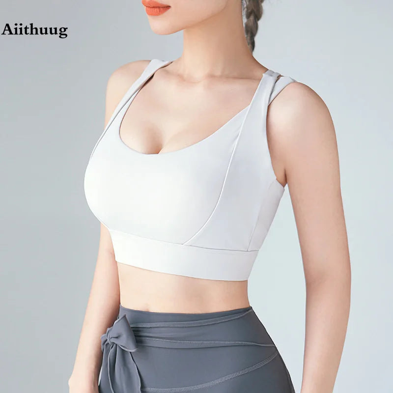 Aiithuug Sports Bras for Yoga Gym Workout Crop Top Fitness Tops Bounce Control Jogging Bras Push Up Running Top Active Wear