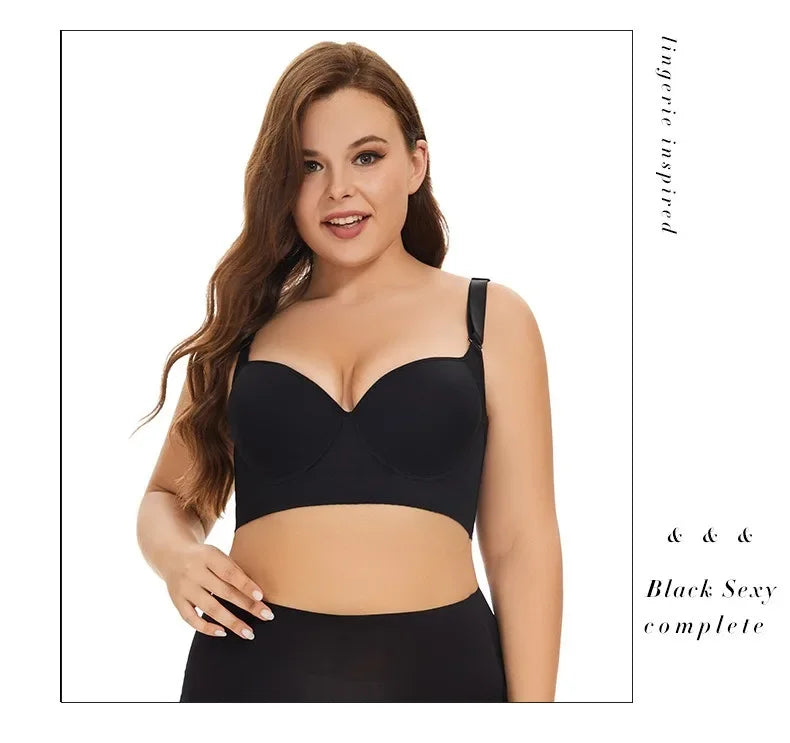 New Full Back Coverage Push Up Bras Women's Hide Back Fat Deep Cup Shapewear Fat Smoothing Uplift Underwire Bra for Big Bust