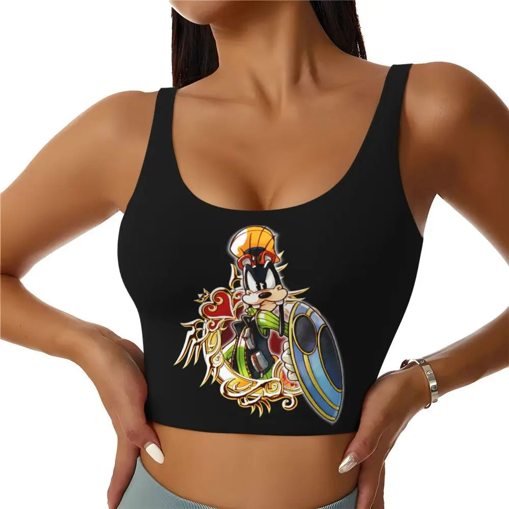 Custom Goofy Cartoons High Impact Sports Bras for Women Mangas Seamless Workout Running Crop Tank Tops