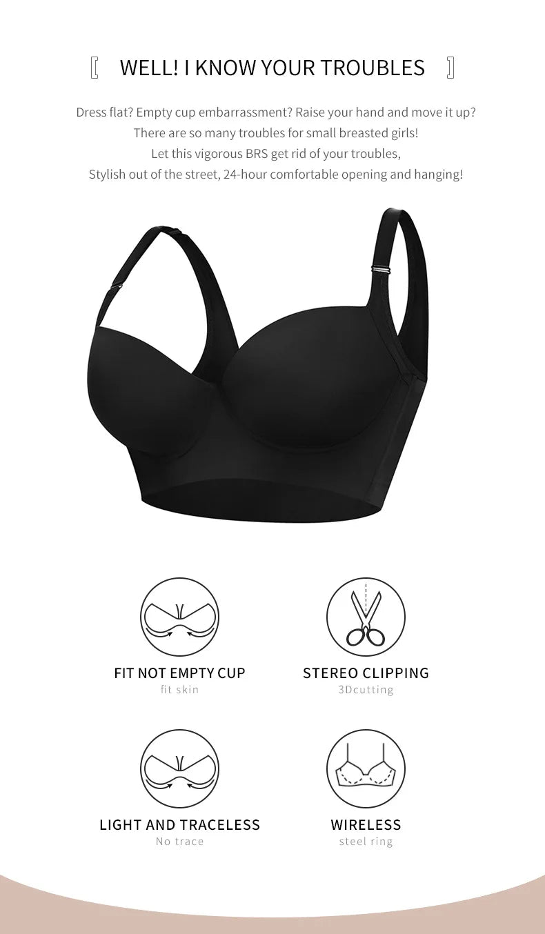 Women Full Coverage Push Up Bra Underwire Sculpting Uplift Shapewear Deep Cup T Shirt Bra Hide Back Fat Smoothing Brassiere