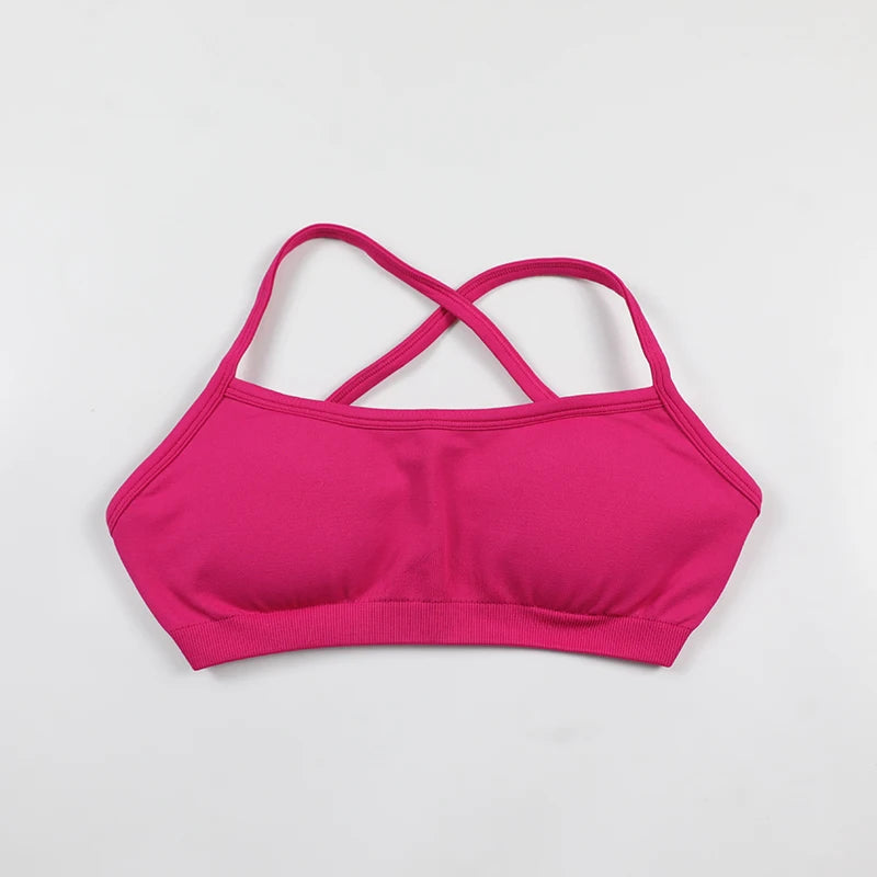 Women's Sports Bras For Running Push Up Seamless Yoga Bra Adjustable Straps Cross Back Fitness Athletic Bra Tops