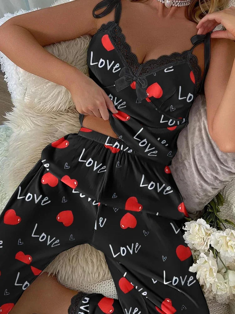 Long Pajama Set, Women's V-neck Pajamas, Soft Fabric Two-piece Leopard Print Pajamas, Women's Pajamas, Suspender Shorts Set