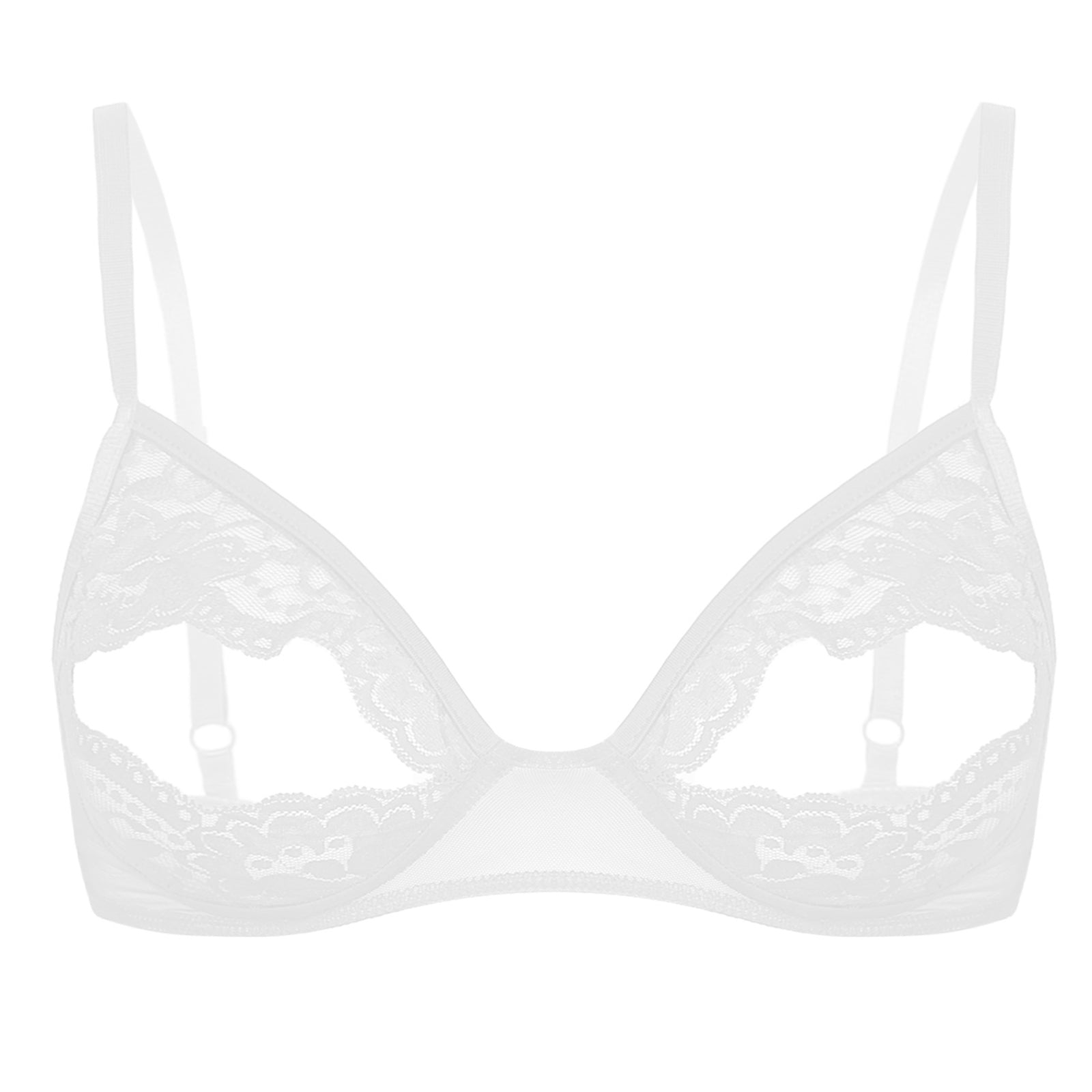 Women Nipple Exposed Bra Sexy Open Cup Lace Lingerie Exotic Brassiere Nightclub See-through Bralette Wire-free Unlined Bra Top