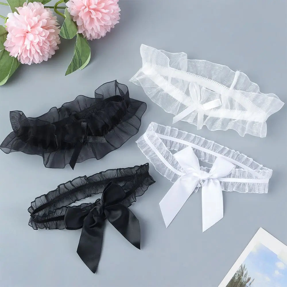Sexy Fashion Lingerie Garter Belt Wedding Bride Leg Garter Cosplay Party Accessories Bowknot Lace Elastic Leg Ring