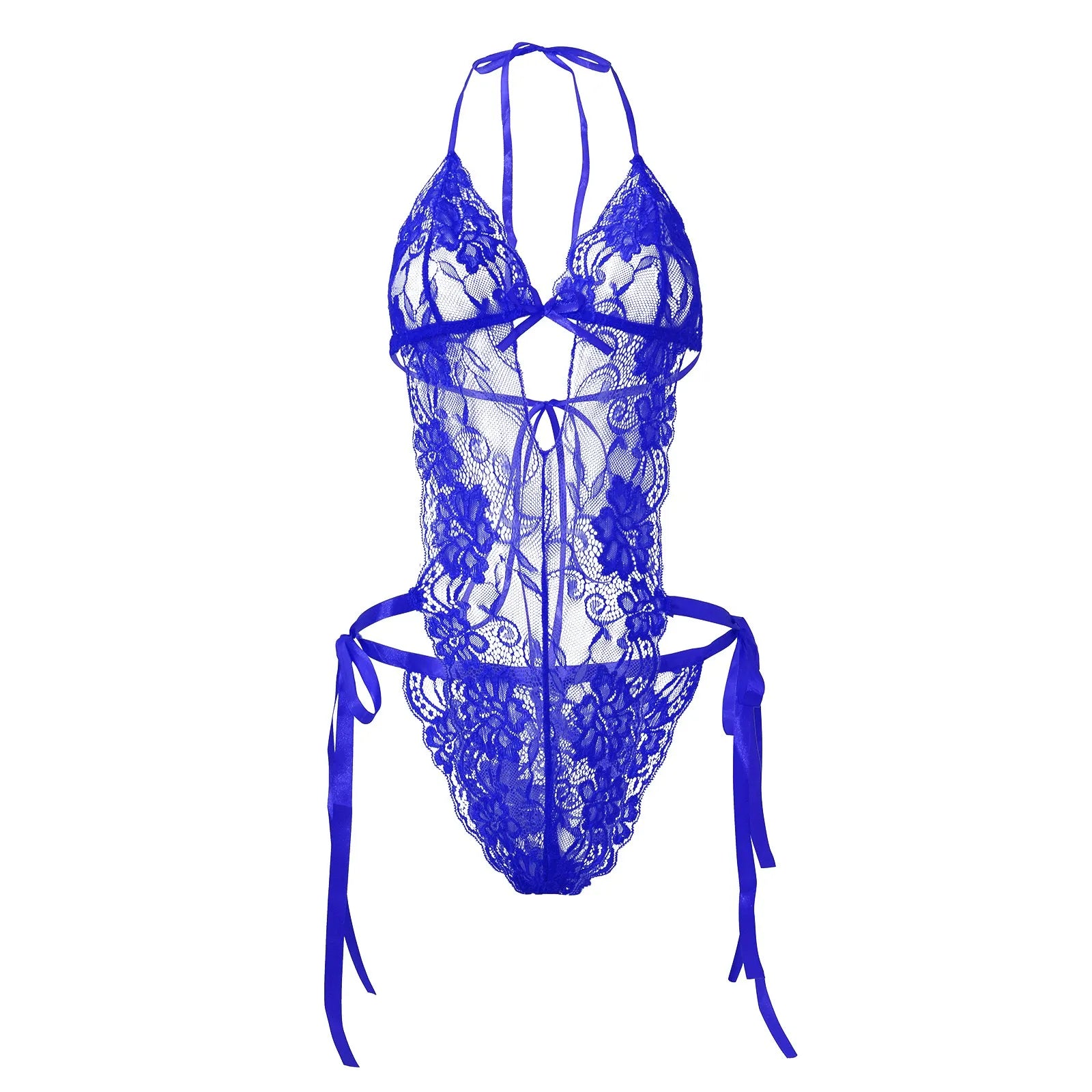 Sexy Bodysuits Women Lace Lingerie For Sexy Backless Solid Color One-Piece Bodysuit Strappy Halter Erotic Costume Teddies