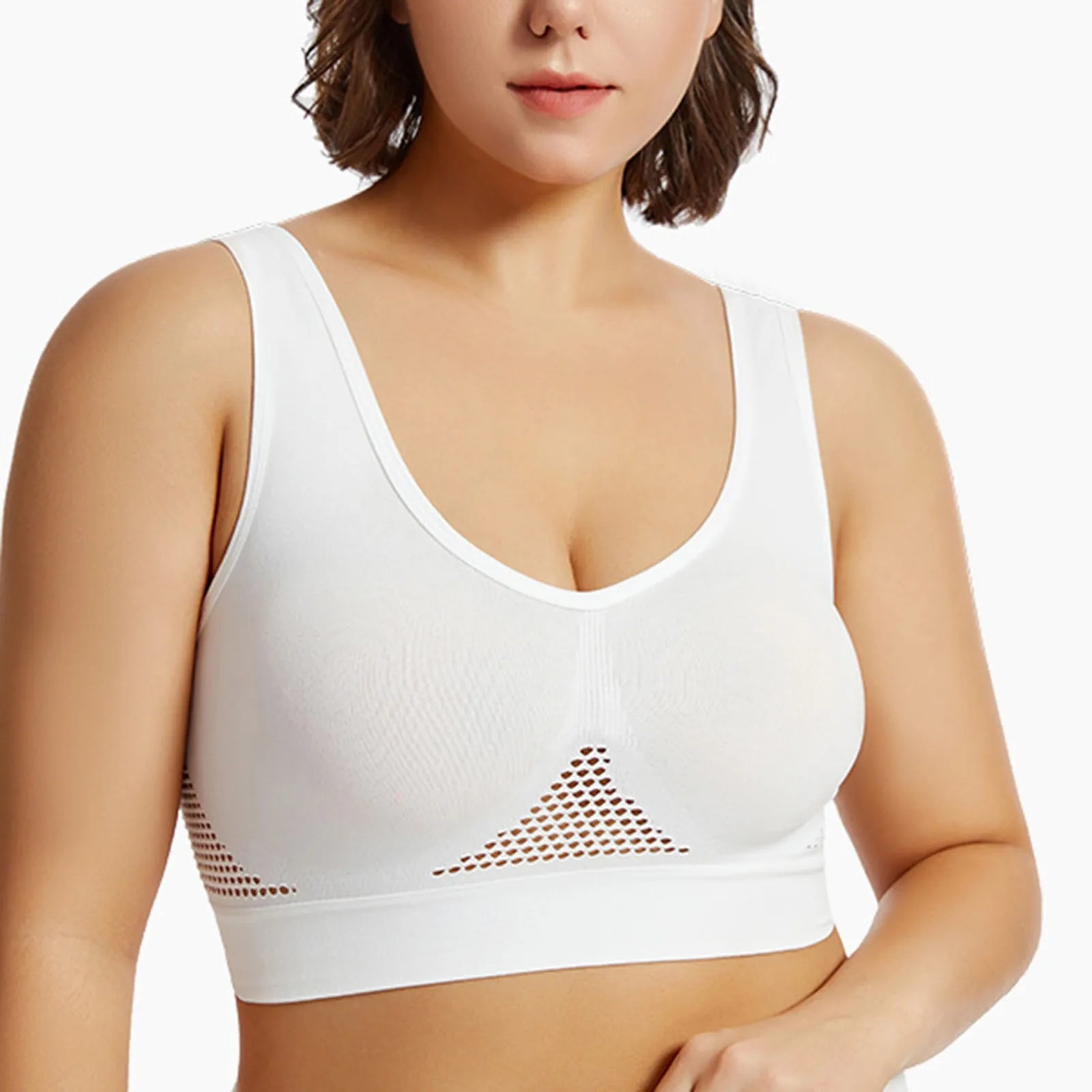 Breathable Sports Bra Top Fitness Women Brassiere Removable Padded Sport Bra Running Gym Seamless Push Up Bras