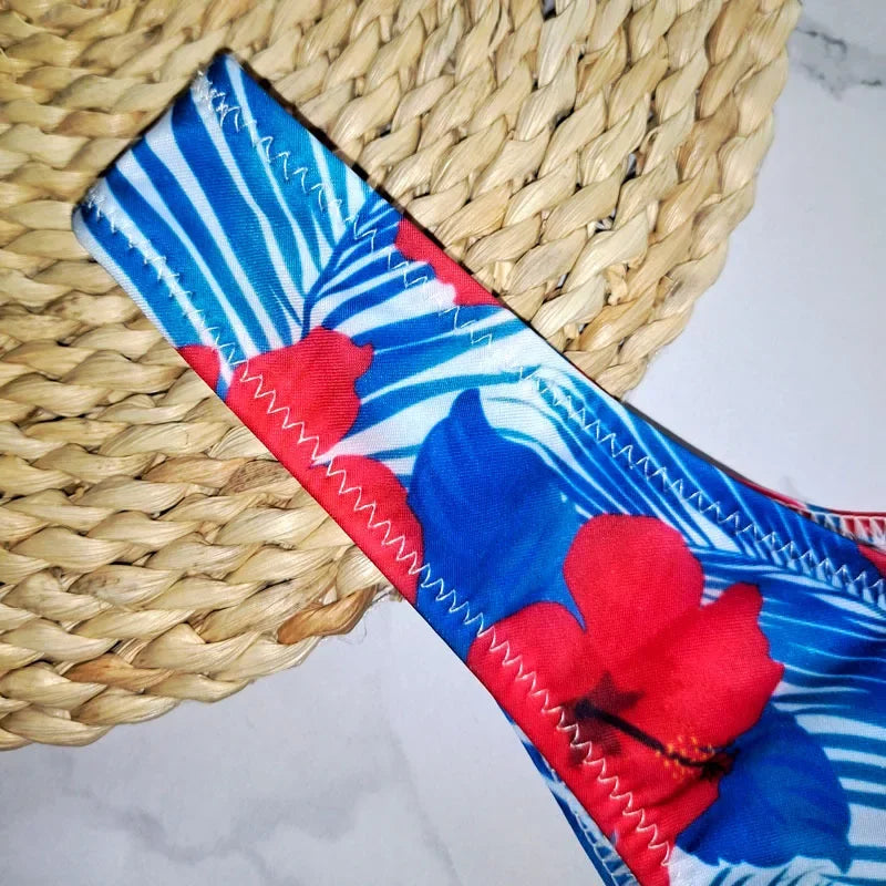 New Floral Print Brazilian Bikini Bottom Women's Swimwear High Waisted Sexy V Thong Swimsuit Bathing Suit Women Swimwear Women