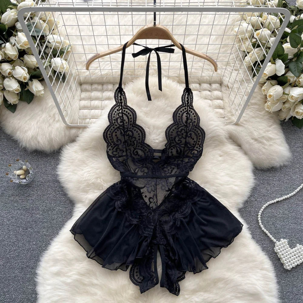 Backless Hotsweet Bow Lingerie For Women See Through Mesh Sexy Bunny Costume Lingerie Bodysuit 4 Piece Jumpsuit Spot Lace Cospla