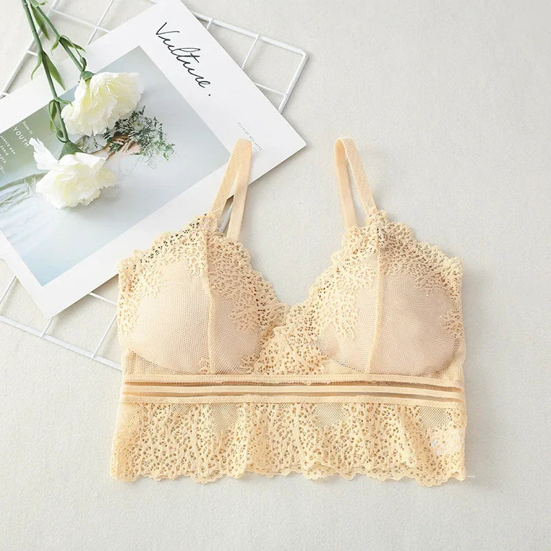 Tube Top Bras Lace Bralette Women Crop Tops Sexy Lingerie V Neck Seamless Underwear Cropped Bra Female Tank Crop Top