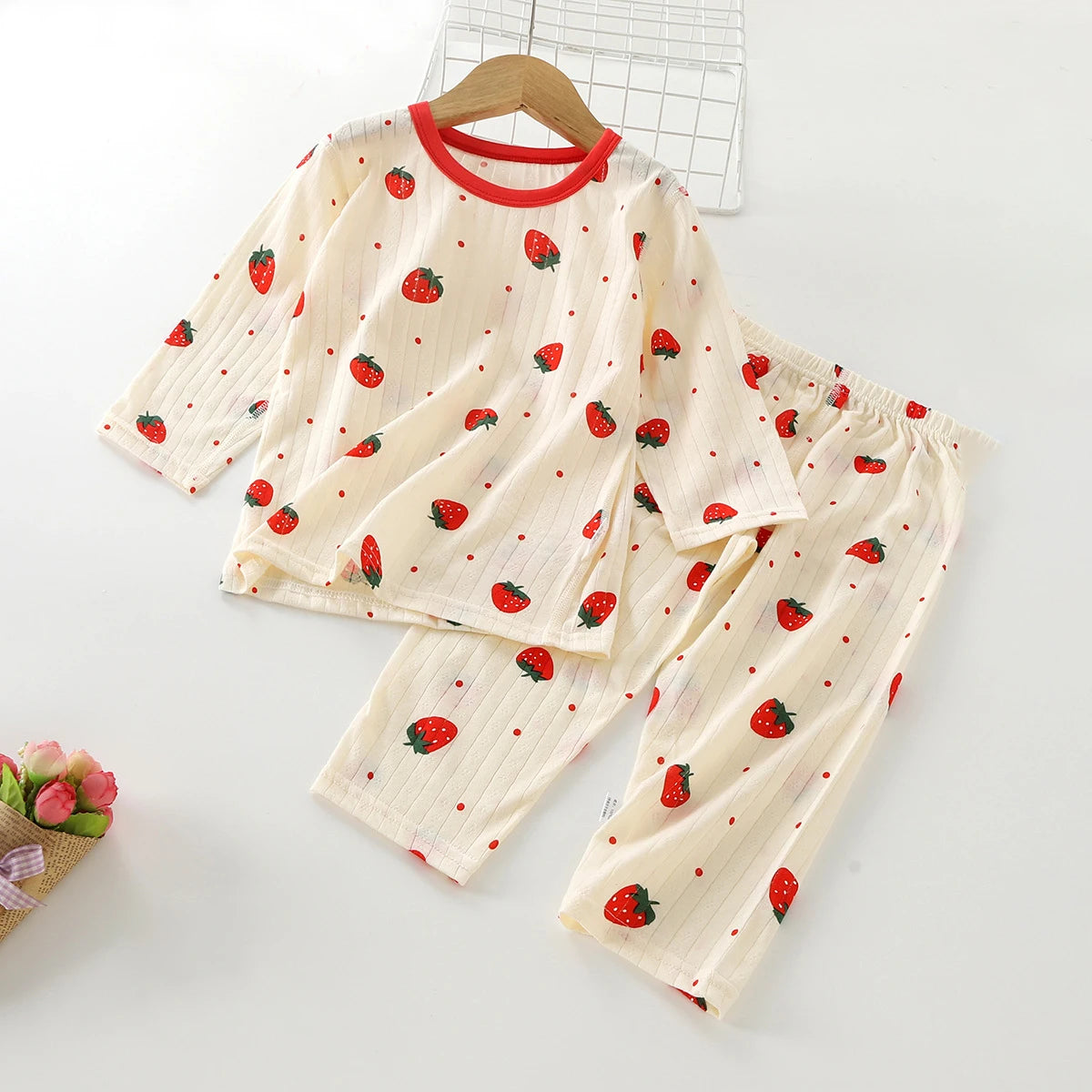 Summer Kids Pajama Set A-Class Cotton Long-Sleeve Carton Print Homewear Thin Breathable Air Conditioning Sleepwear
