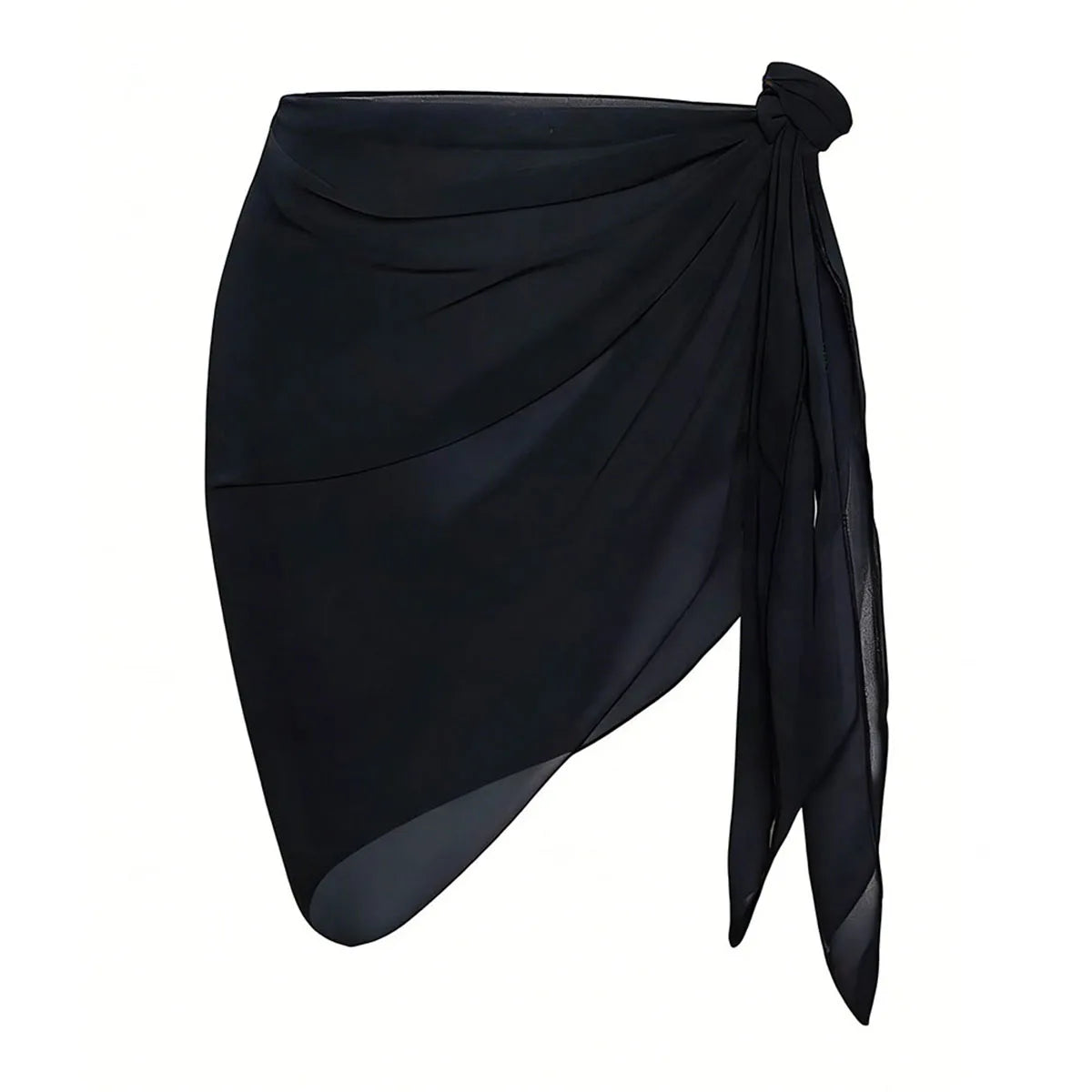Summer Women Short Solid Sarong Swimsuit Coverups Beach Bikini Wrap Sheer Short Skirt Chiffon Skirt Scarf Swimwear Cover-ups