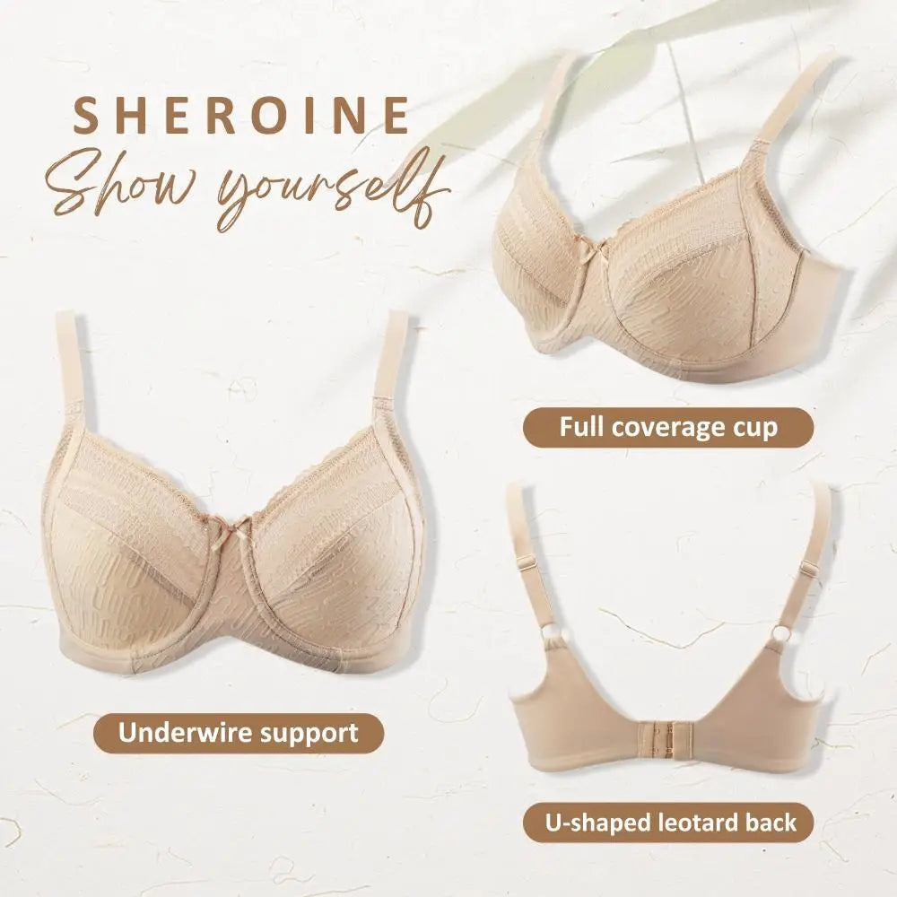 Sheroine Women's Full Coverage Minimizer Underwire Bra Unlined Plus Size Non-Padded Ultrathin Everyday Soft Bras