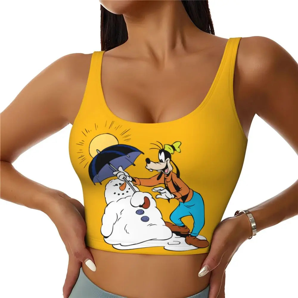 Custom Goofy Cartoons High Impact Sports Bras for Women Mangas Seamless Workout Running Crop Tank Tops