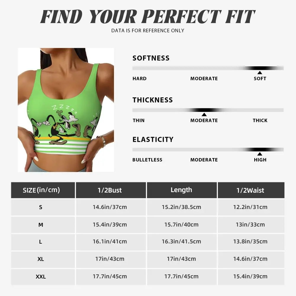Custom Goofy Cartoons High Impact Sports Bras for Women Mangas Seamless Workout Running Crop Tank Tops